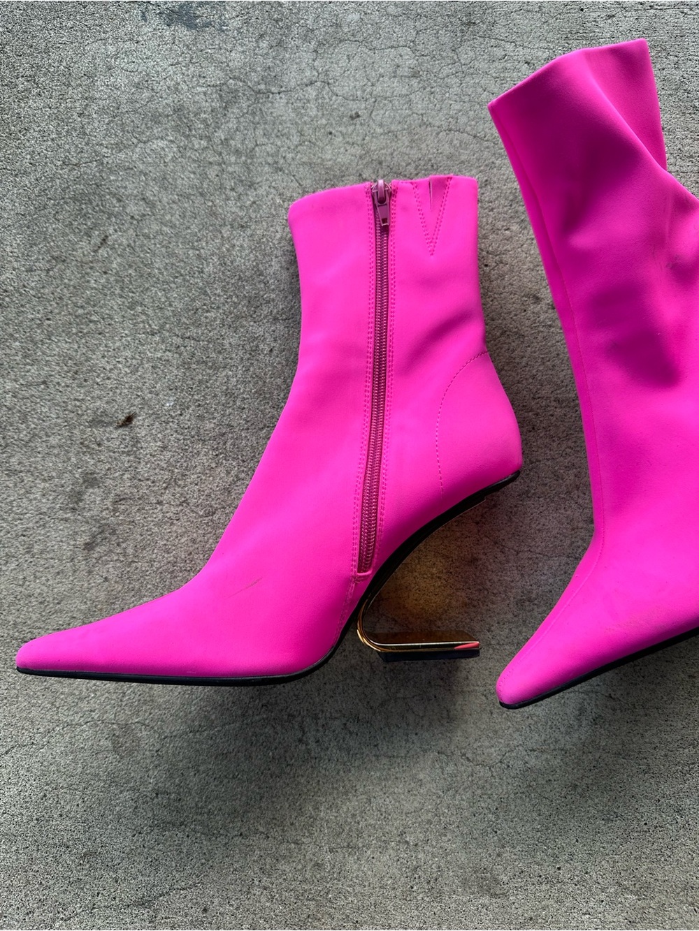 Jeffrey Campbell Combass Bright Pink Pointed Toe Sock Bootie - Picture 8 of 11